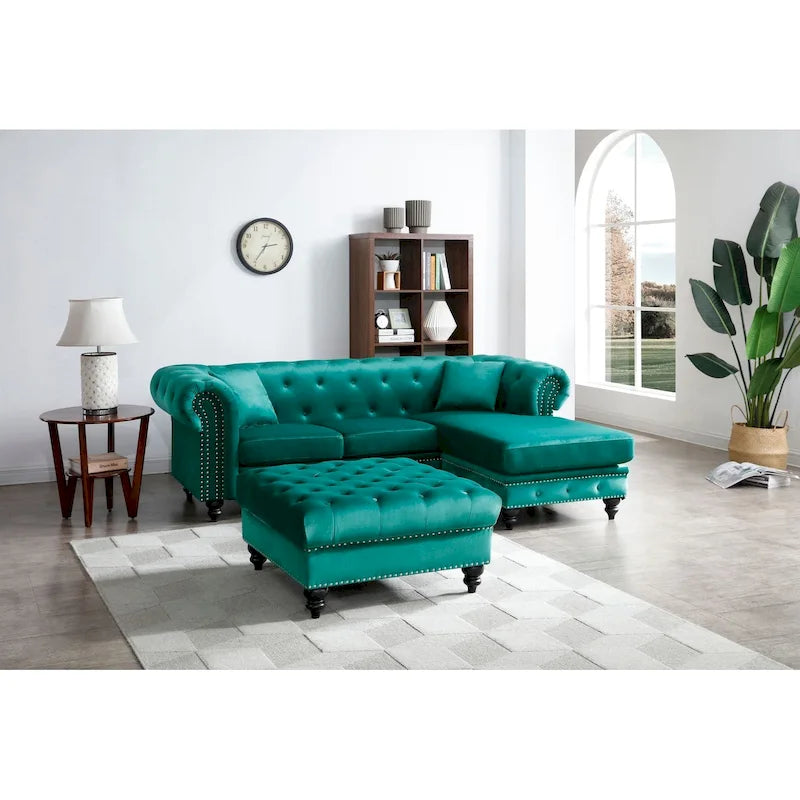 Nola Velvet Sofa with Chaise