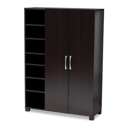 Contemporary Wenge Dark Brown Shoe Storage Cabinet