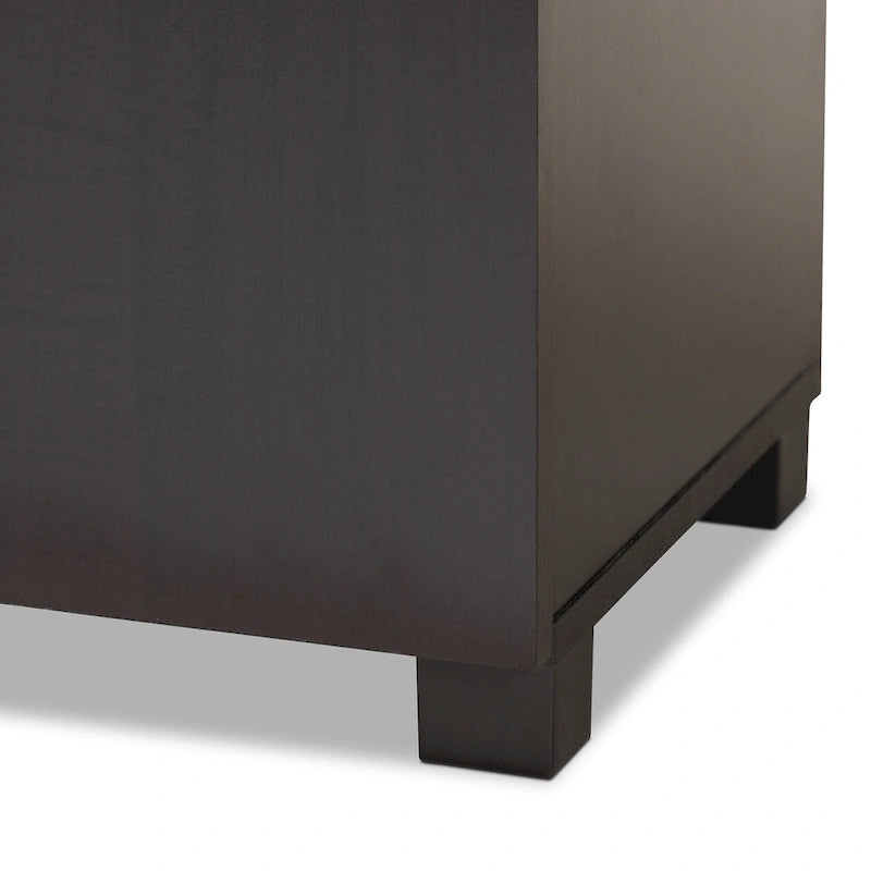 Contemporary Wenge Dark Brown Shoe Storage Cabinet