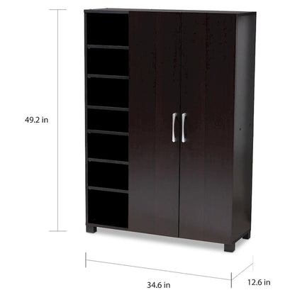 Contemporary Wenge Dark Brown Shoe Storage Cabinet