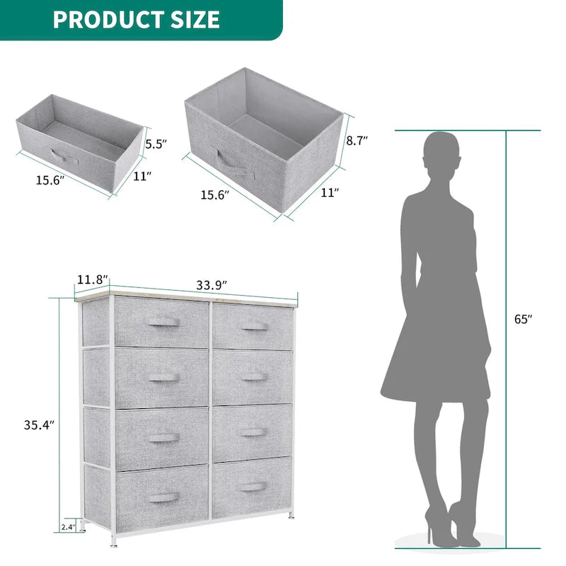 8 Drawers Furniture Storage Chest Multi-Size Drawers Dressers