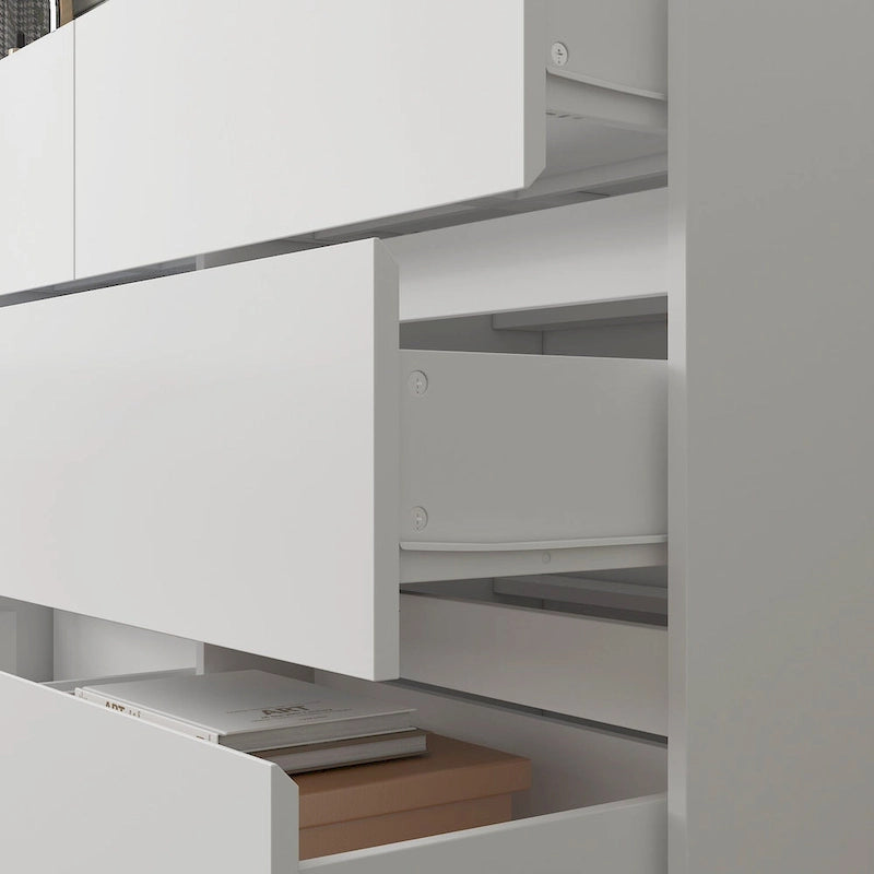 Timechee Home Rotating Dresser and Desk 6 Drawer Dresser Vanity Makeup