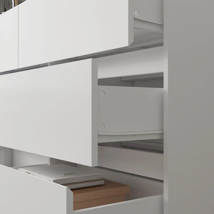 Timechee Home Rotating Dresser and Desk 6 Drawer Dresser Vanity Makeup