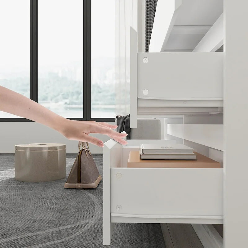 Timechee Home Rotating Dresser and Desk 6 Drawer Dresser Vanity Makeup