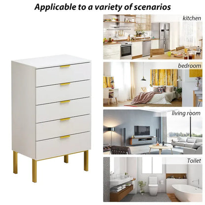 5 Drawer Dresser Chest of Drawers with Metal Leg Wood Dresser Storage