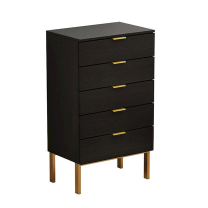 5 Drawer Dresser Chest of Drawers with Metal Leg Wood Dresser Storage