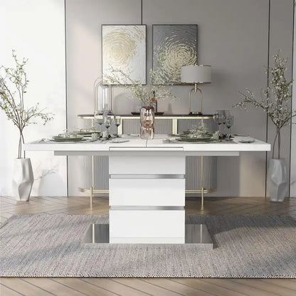 Furniture of America Borm White 78-inch Wood Expandable Dining Table