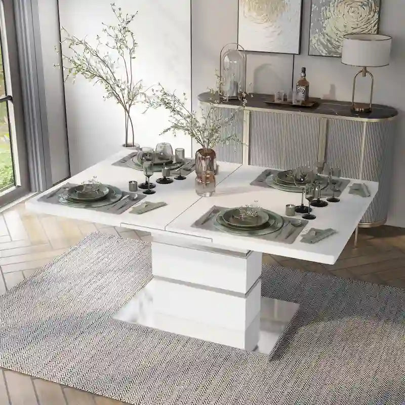 Furniture of America Borm White 78-inch Wood Expandable Dining Table