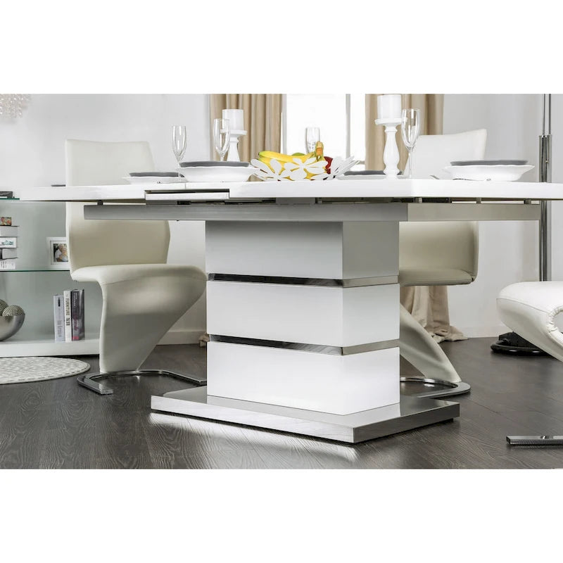 Furniture of America Borm White 78-inch Wood Expandable Dining Table