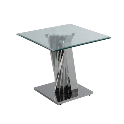Best Quality Furniture Modern Glass End Table w/ Spiral Base - End Table