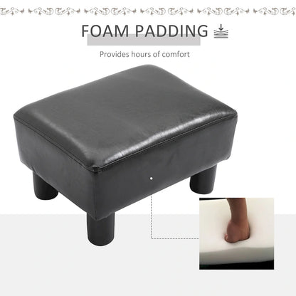 HOMCOM Modern Faux Leather Upholstered Rectangular Ottoman Footrest with Padded Foam Seat and Plastic Legs