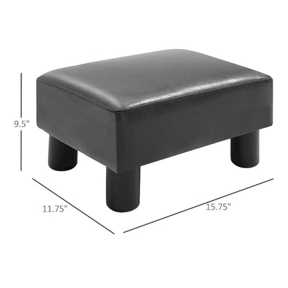 HOMCOM Modern Faux Leather Upholstered Rectangular Ottoman Footrest with Padded Foam Seat and Plastic Legs