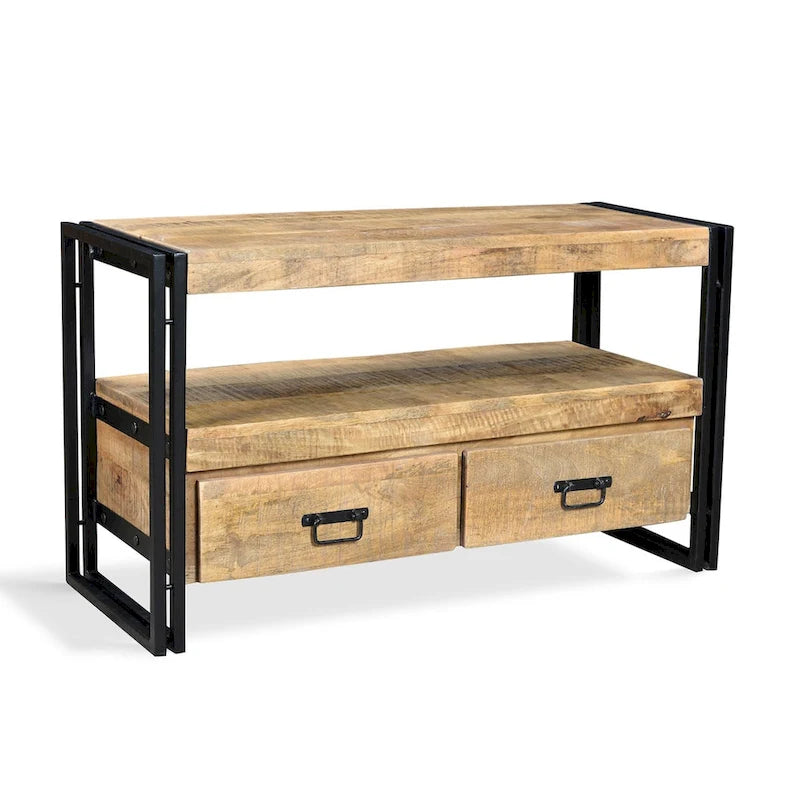 Timbergirl Reclaimed Wood TV cabinet with Double Drawers - 40x16x24