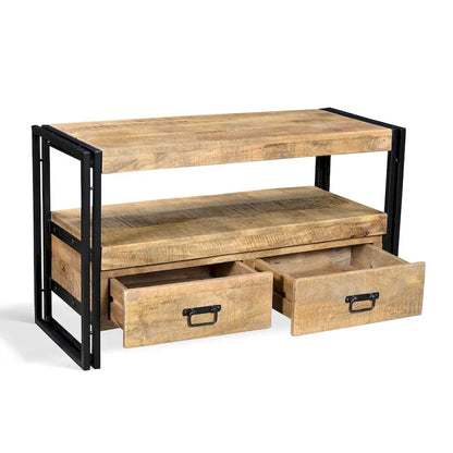 Timbergirl Reclaimed Wood TV cabinet with Double Drawers - 40x16x24