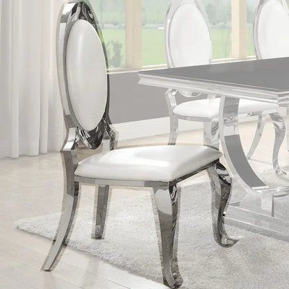 Luxurious Modern Design Round Chrome Dining Set with Marble Table Top