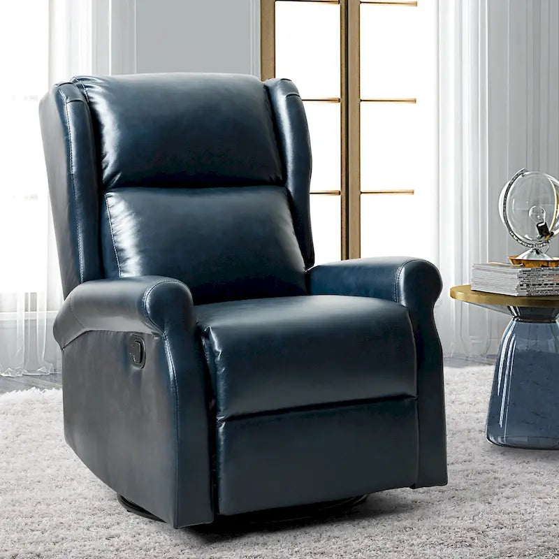 Baksoho Contemporary Faux Leather Swivel Nursery Chair with Metal Base by HULALA HOME