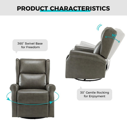 Baksoho Contemporary Faux Leather Swivel Nursery Chair with Metal Base by HULALA HOME