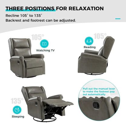 Baksoho Contemporary Faux Leather Swivel Nursery Chair with Metal Base by HULALA HOME