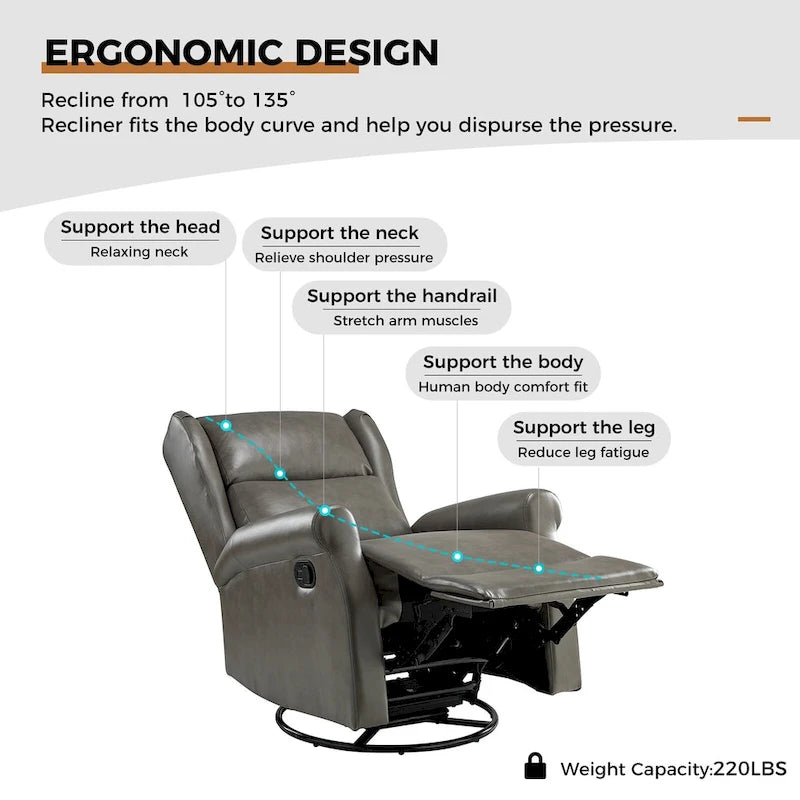 Baksoho Contemporary Faux Leather Swivel Nursery Chair with Metal Base by HULALA HOME