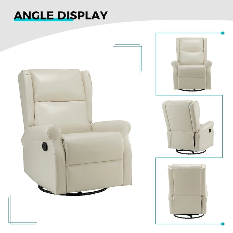 Baksoho Contemporary Faux Leather Swivel Nursery Chair with Metal Base by HULALA HOME