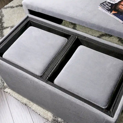 Cole Contemporary Faux Leather 4-Piece Nesting Bench and Ottoman Set by Furniture of America