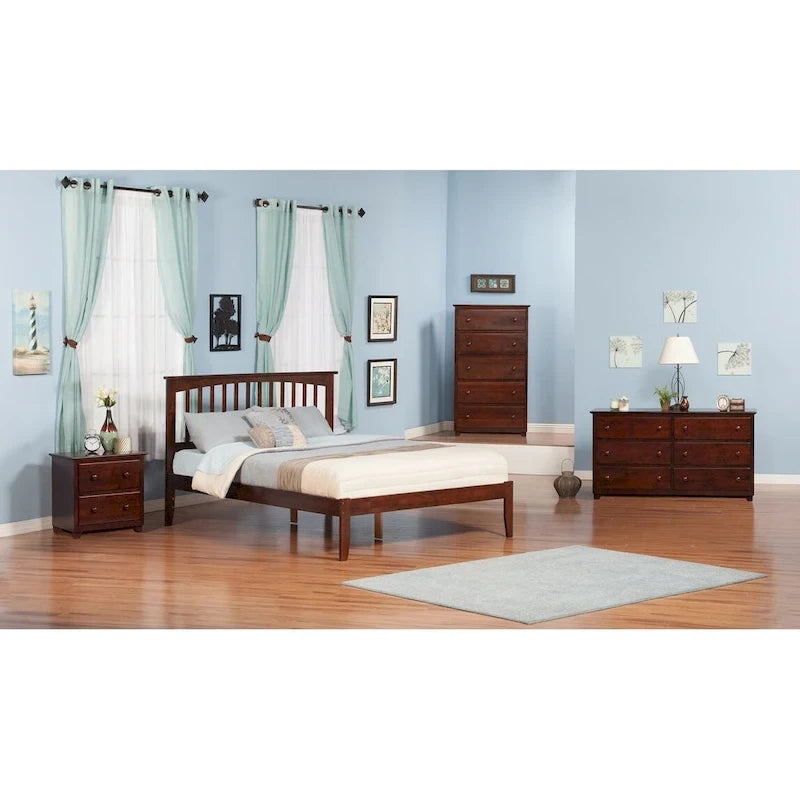 Mission Solid Wood Queen Platform Bed in Walnut