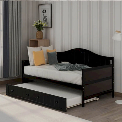 Twin Wooden Daybed with 2 drawers / Trundle Bed, Sofa Bed for Bedroom Living Room,No Box Spring Needed