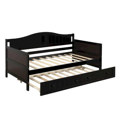Twin Wooden Daybed with 2 drawers / Trundle Bed, Sofa Bed for Bedroom Living Room,No Box Spring Needed