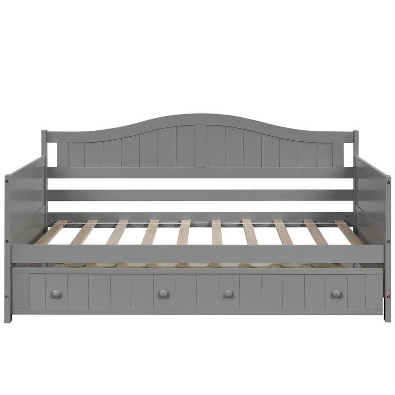 Twin Wooden Daybed with 2 drawers / Trundle Bed, Sofa Bed for Bedroom Living Room,No Box Spring Needed