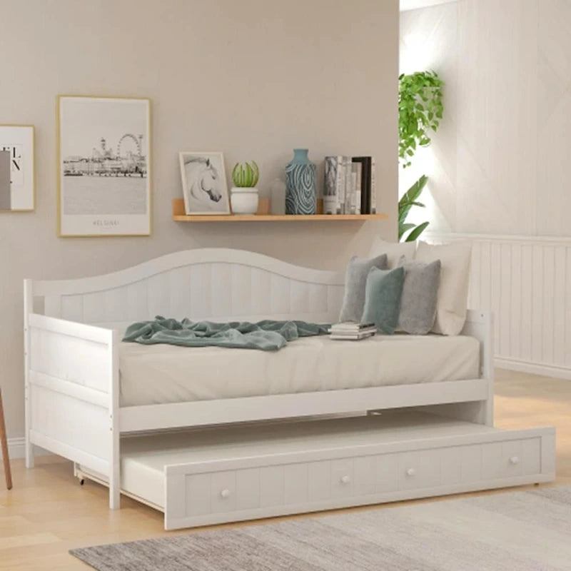 Twin Wooden Daybed with 2 drawers / Trundle Bed, Sofa Bed for Bedroom Living Room,No Box Spring Needed