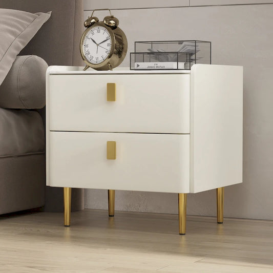 Modern Luxury 2-drawer Faux Leather Bedroom Nightstand