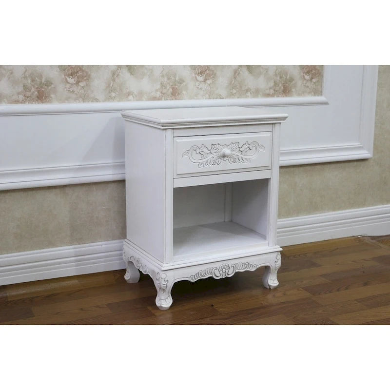 Windsor Carved Wood 1-Drawer Night Stand