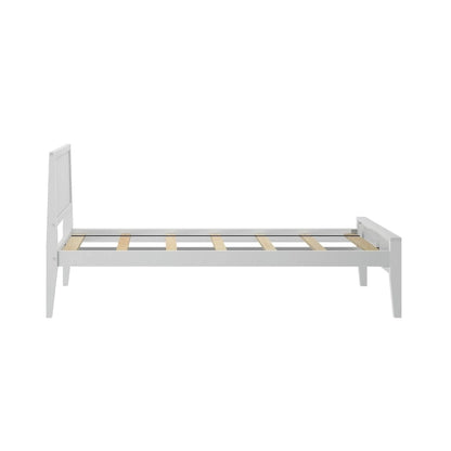 Plank and Beam Twin-Size Bed with Panel Headboard