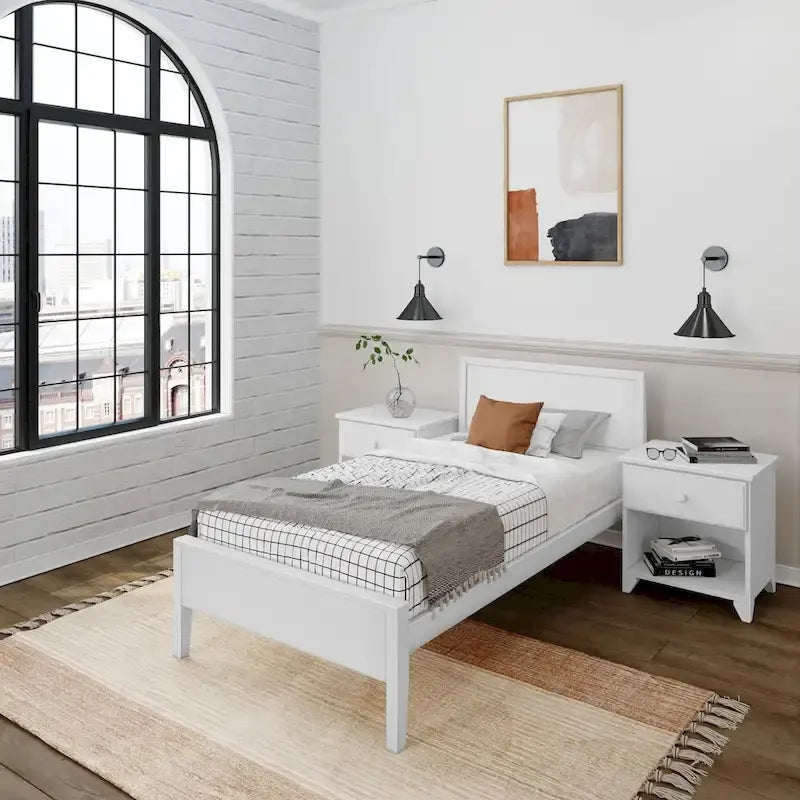 Plank and Beam Twin-Size Bed with Panel Headboard