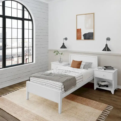 Plank and Beam Twin-Size Bed with Panel Headboard