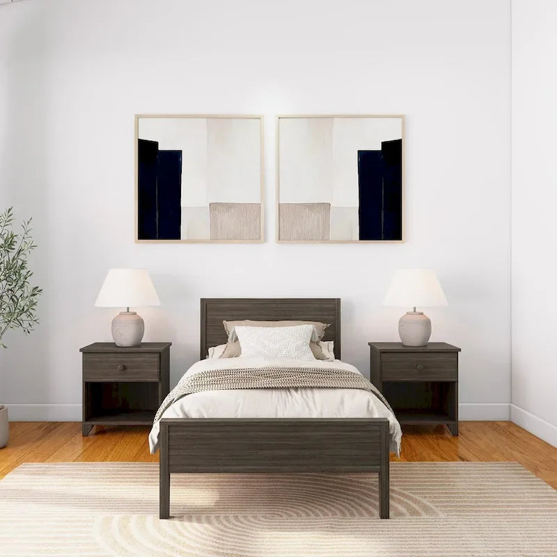 Plank and Beam Twin-Size Bed with Panel Headboard