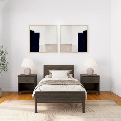 Plank and Beam Twin-Size Bed with Panel Headboard