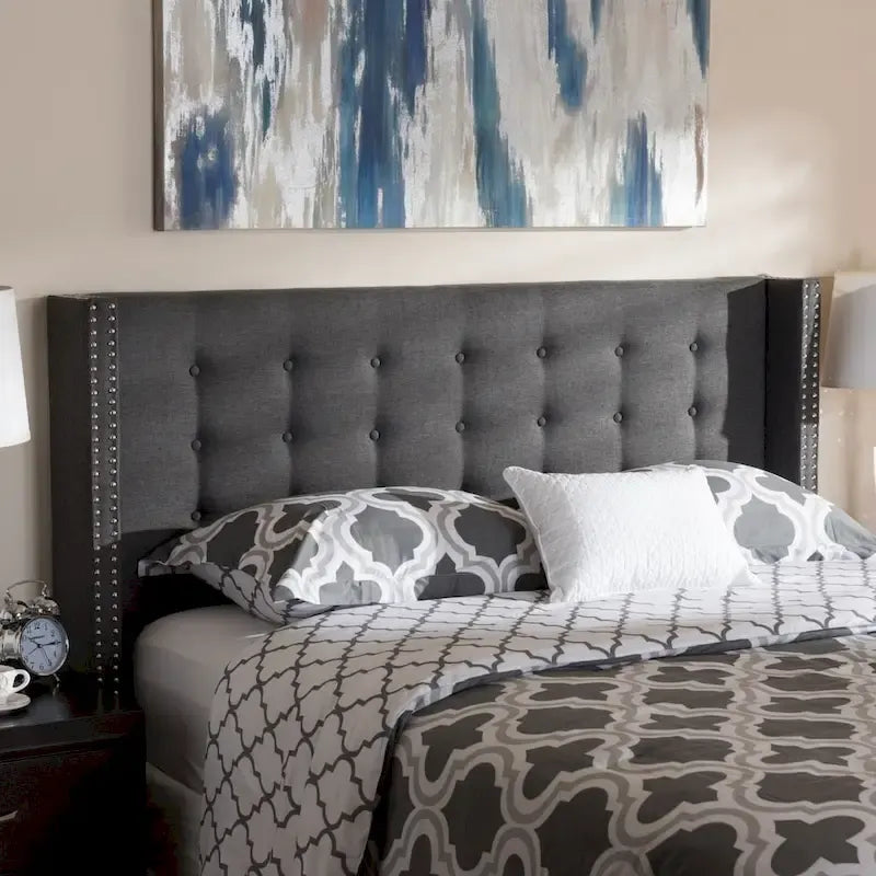 Contemporary Fabric Winged Headboard by Baxton Studio