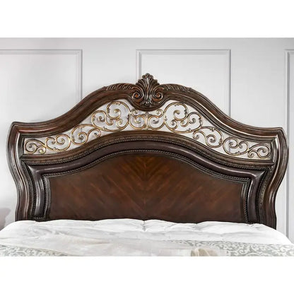Furniture of America Pune Traditional Brown Wood Carved Panel Bed