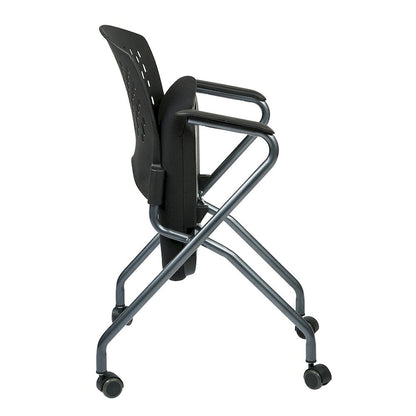 Deluxe Folding Chair with Ventilated Plastic Wrap Around Back 2-Pack