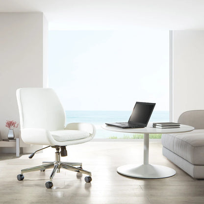 Office Chair with Faux Leather and Chrome Finish Base