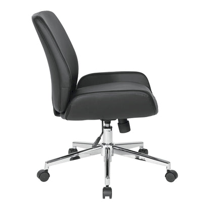 Office Chair with Faux Leather and Chrome Finish Base