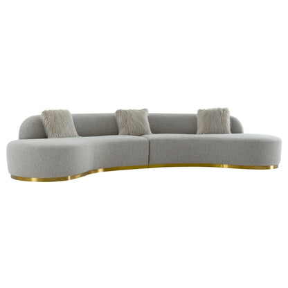 Pasargad Home Simona Curved Sofa with 3 Pillow Included