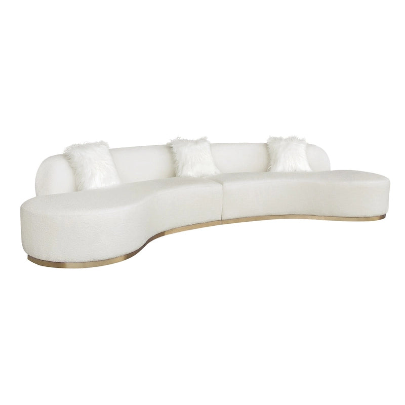 Pasargad Home Simona Curved Sofa with 3 Pillow Included