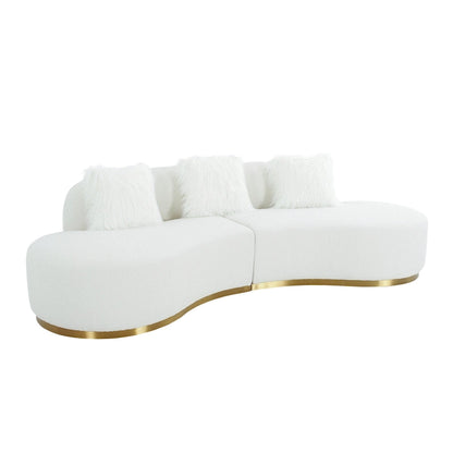 Pasargad Home Simona Curved Sofa with 3 Pillow Included