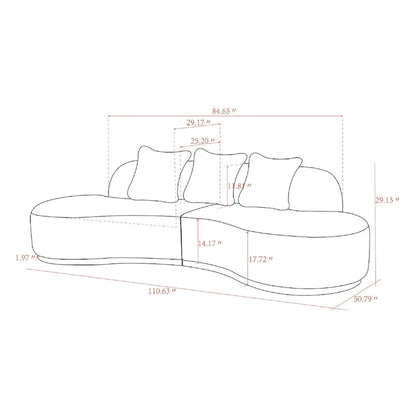 Pasargad Home Simona Curved Sofa with 3 Pillow Included