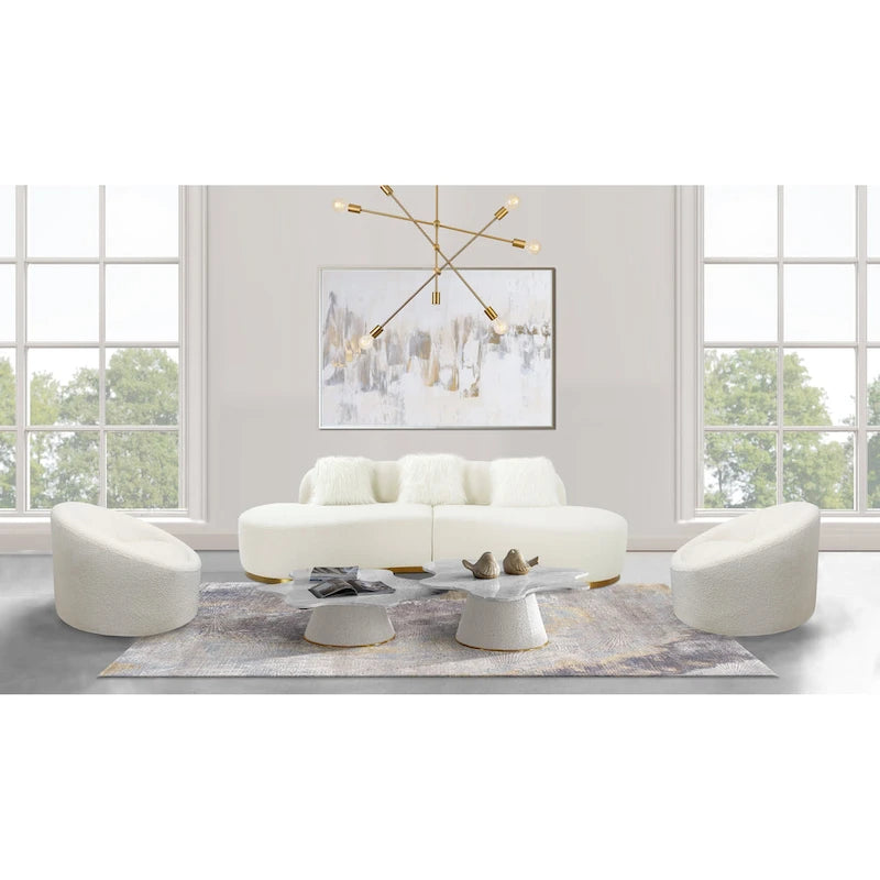 Pasargad Home Simona Curved Sofa with 3 Pillow Included