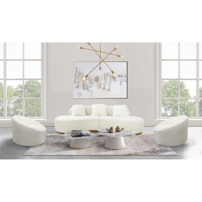 Pasargad Home Simona Curved Sofa with 3 Pillow Included