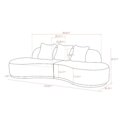 Pasargad Home Simona Curved Sofa with 3 Pillow Included