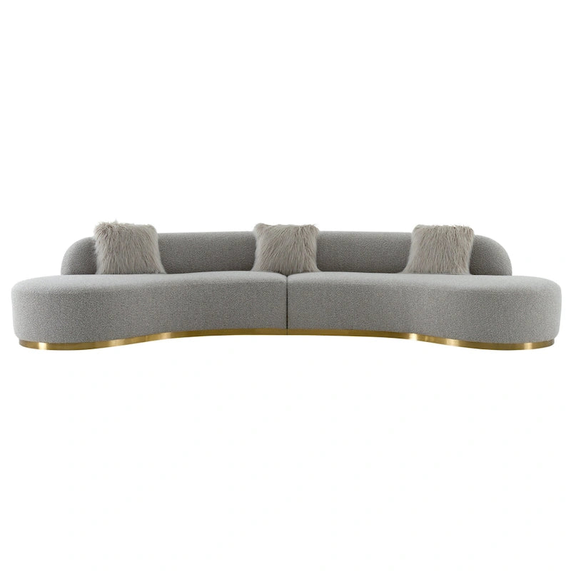 Pasargad Home Simona Curved Sofa with 3 Pillow Included